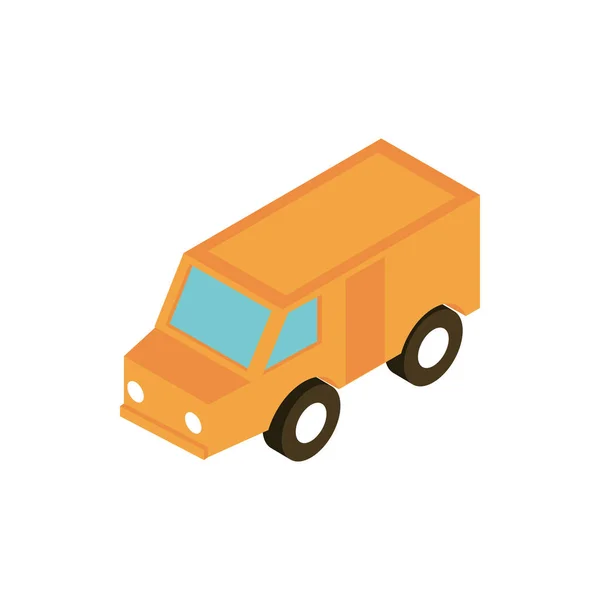 Transport courier truck vehicle isometric icon - Stok Vektor