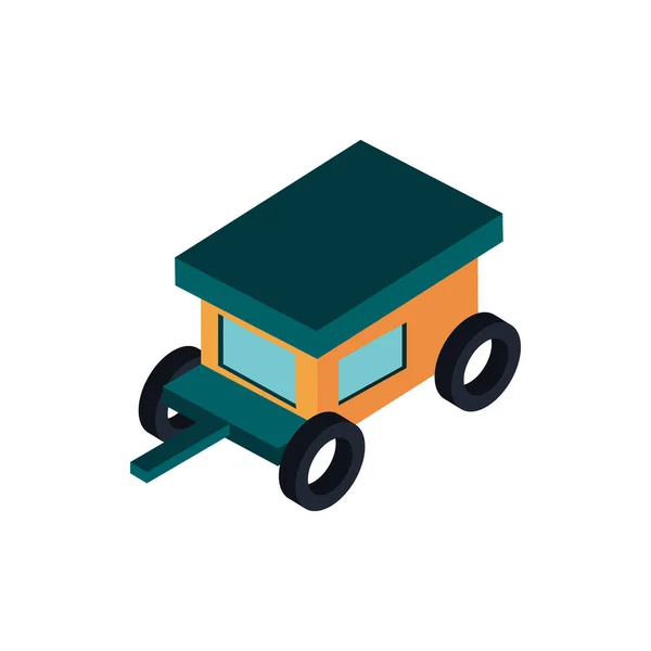 Trailer transport vehicle isometric icon — Stock Vector