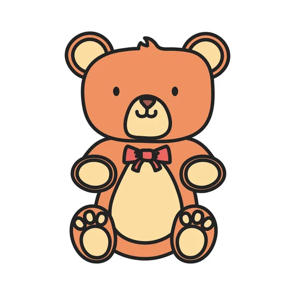 Děti hračka, roztomilý medvídek s motýlkem ikona — Stockový vektor