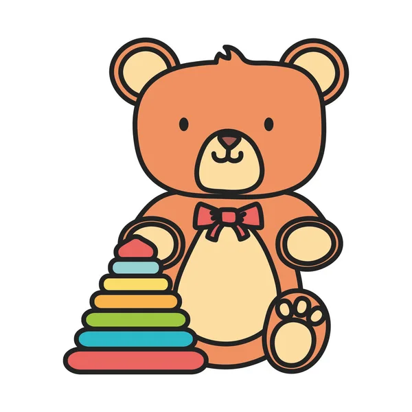 Kinderspielzeug, Teddybär und Plastikpyramidenspielzeug — Stockvektor