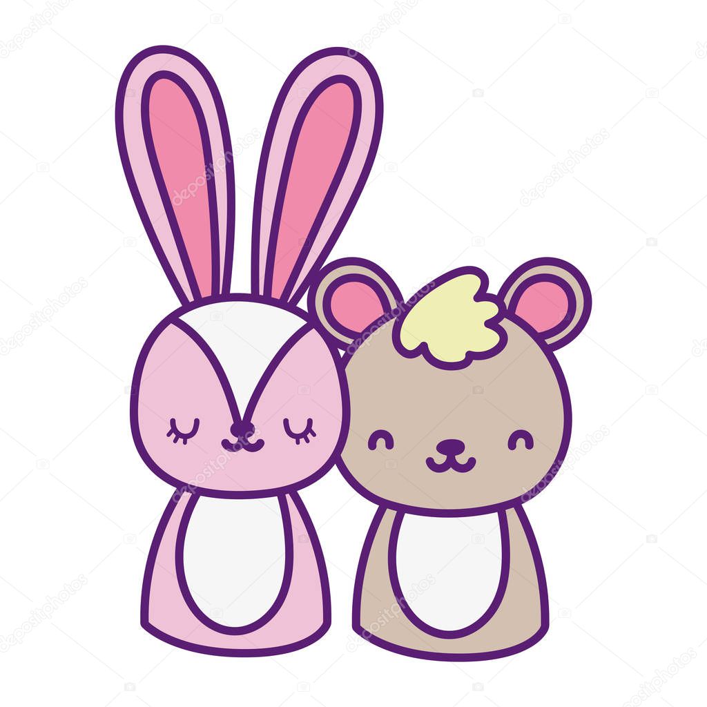 cute little rabbit and bear cartoon design