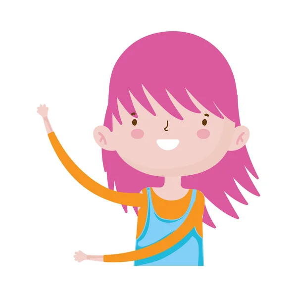 Bonitinho menina feliz desenho animado personagem retrato —  Vetores de Stock