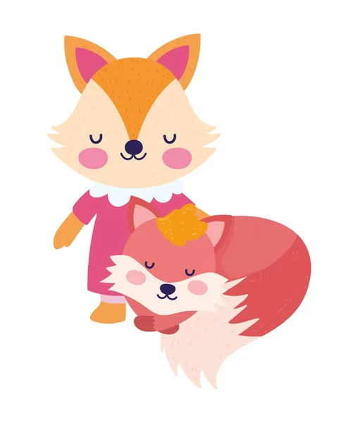 宝宝淋浴可爱的一对小狐狸卡通片 — 图库矢量图片