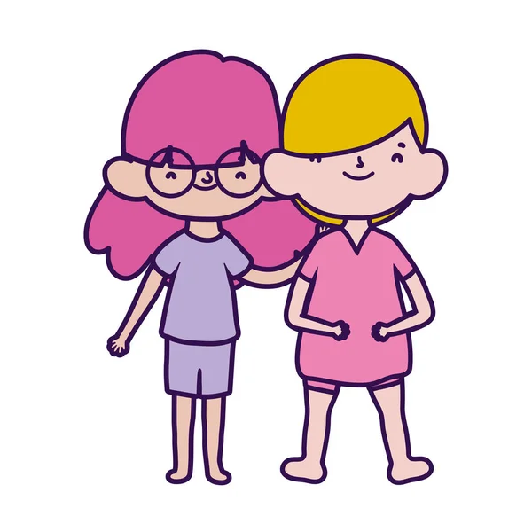 幸せな男の子と女の子の漫画のキャラクター — ストックベクタ