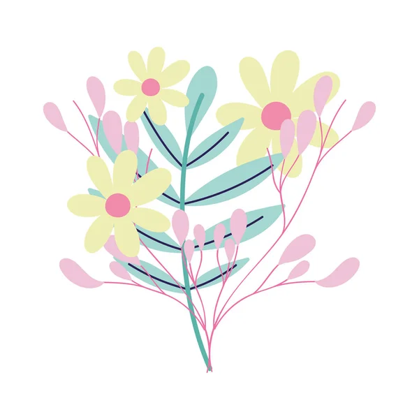 Dekorativa blommor bukett blad gren prydnad — Stock vektor