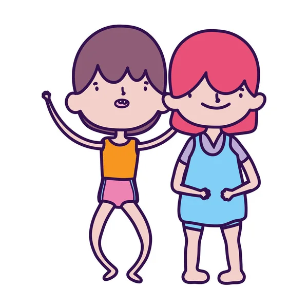 幸せな男の子と女の子の漫画のキャラクター — ストックベクタ