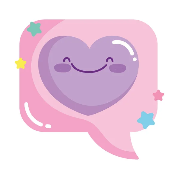 Social networks cartoon love heart bubble chat icon - Stok Vektor