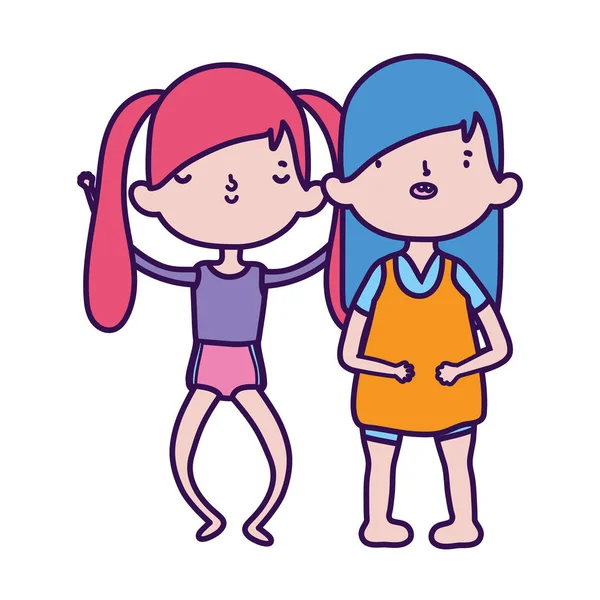 Csoport kislányok barátok rajzfilm karakter — Stock Vector
