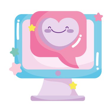 Sosyal ağlar karikatür bilgisayar konuşma balonu simge gibi