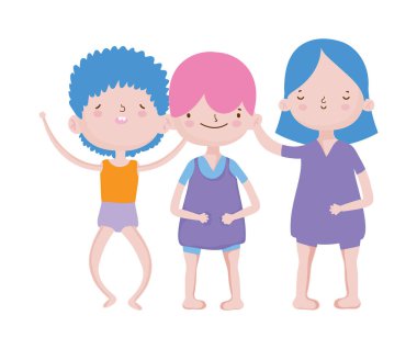 Küçük çocuklar bir arada çizgi film karakteri