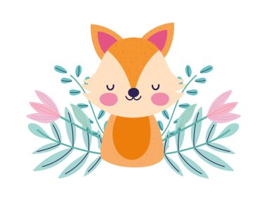 Bebek partisi şirin tilki çiçekleri yaprakları