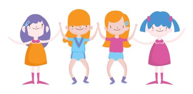 grup küçük kız arkadaş çizgi film karakteri