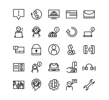 çağrı merkezi iş simgeleri koleksiyon satırı