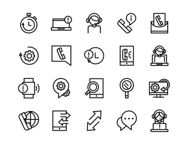 çağrı merkezi iş simgeleri koleksiyon satırı