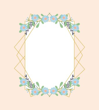 elegant frame with flowers and leafs decoration