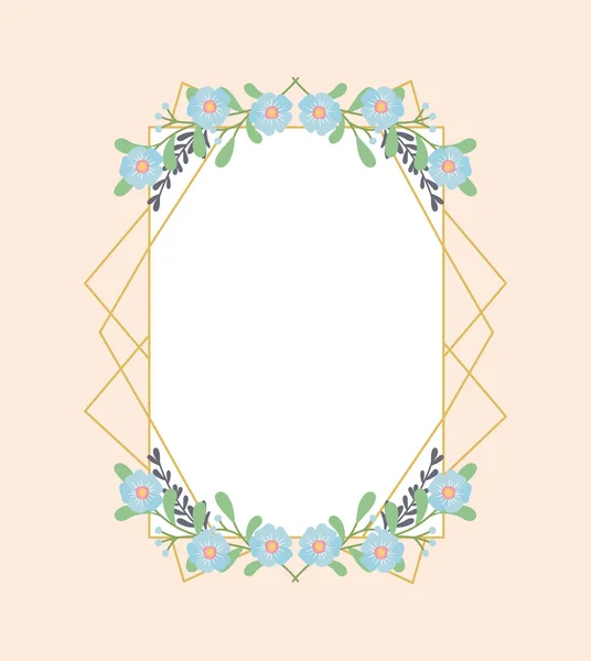 Elegant frame with flowers and leafs decoration — Image vectorielle
