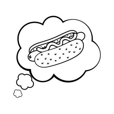 Sosisli sandviç siyah beyaz bir konuşma baloncuğuna dönüştü.