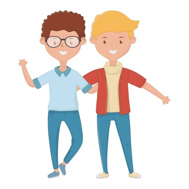 Genç arkadaşlar tasarım vektör illüstrasyon