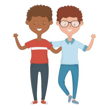 Genç arkadaşlar tasarım vektör illüstrasyon