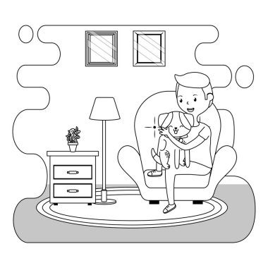 Köpek karikatür tasarımı ile çocuk