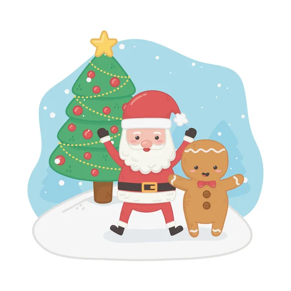 Wesołych Świąt kartka z Mikołajem i — Wektor stockowy