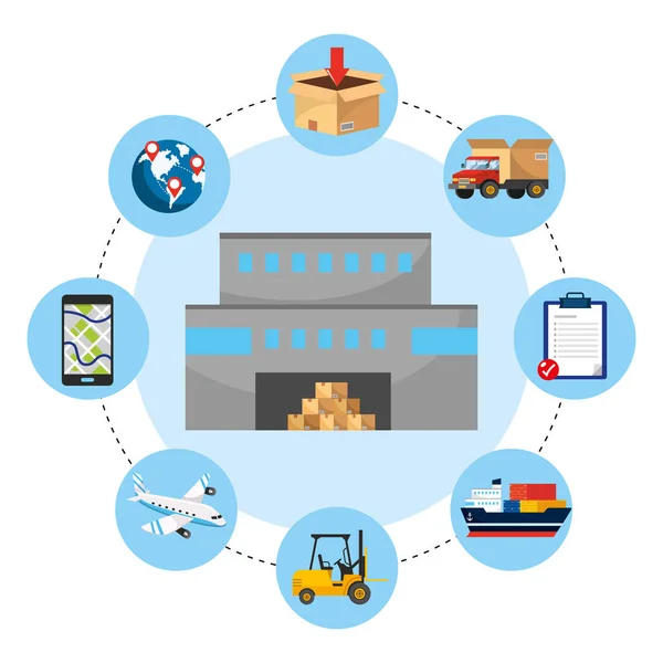 Consegna servizio di monitoraggio spedizione logistica — Vettoriale Stock