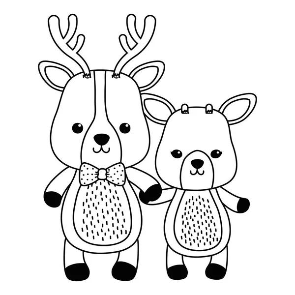 Couple de rennes et cerfs design — Image vectorielle