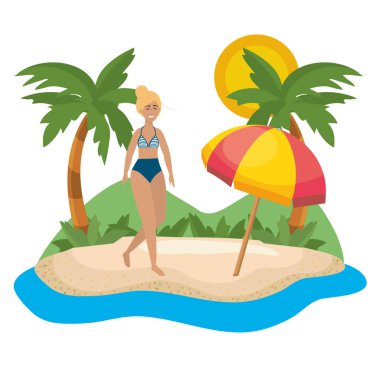 Yüzme giyim tasarımı ile kız