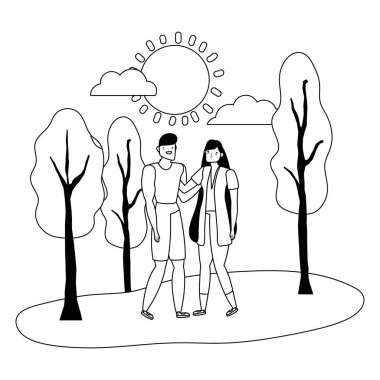 Kadın ve erkek karikatür tasarım çift