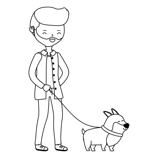 Boy with dog cartoon design — Stock Vector
