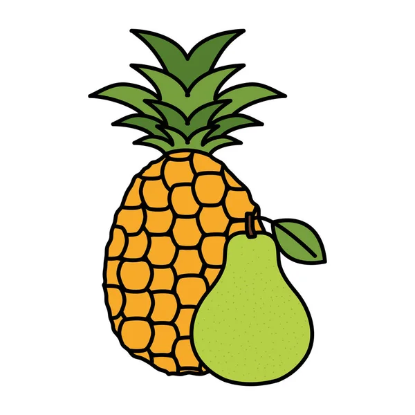新鲜梨子和菠萝果 — 图库矢量图片