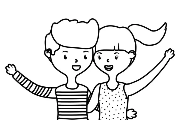 Teenager Jungen und Mädchen Cartoon-Design — Stockvektor