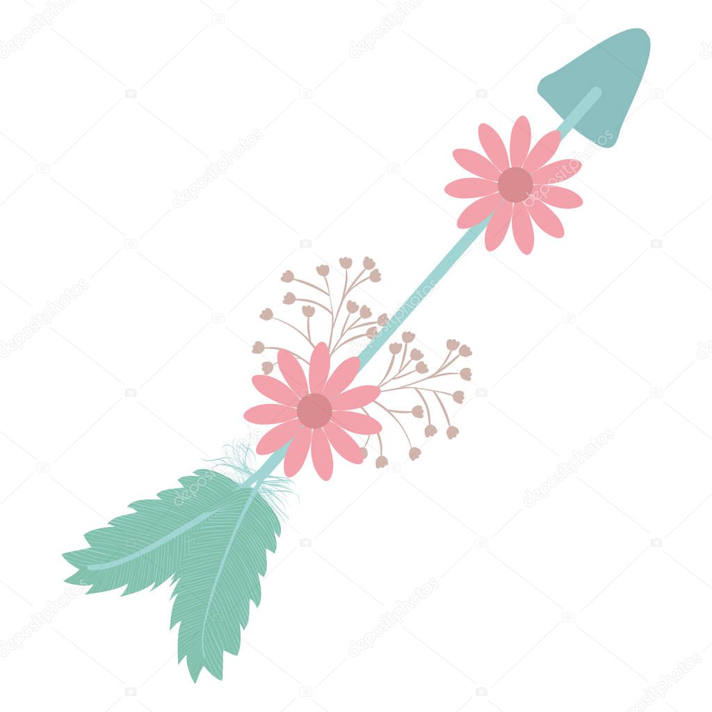 bohemian arrow with feathers and flowers