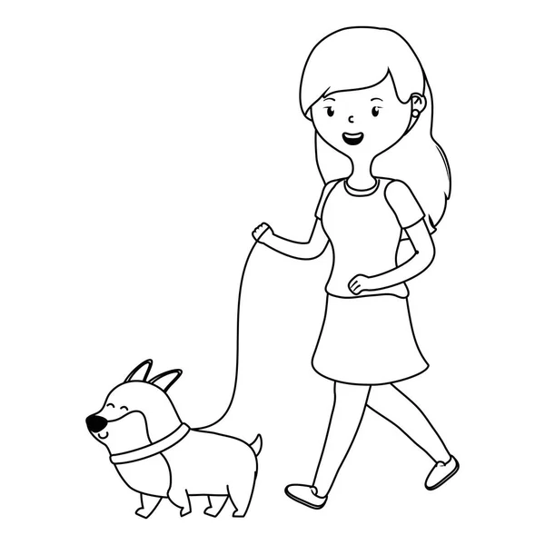 Meisje met hond cartoon design — Stockvector