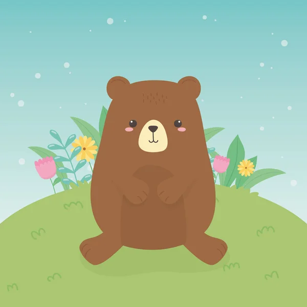 Cute bear teddy wild character — Wektor stockowy