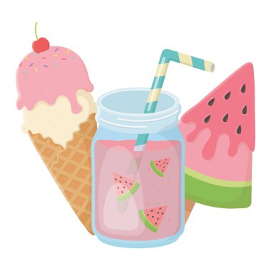 Yaz ve tatil simgesi set tasarım