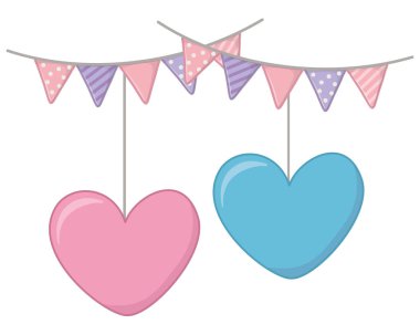 heart hanging and pendants vector illustration