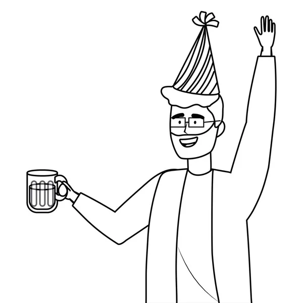 Desenhos animados homem com design chapéu de festa — Vetor de Stock
