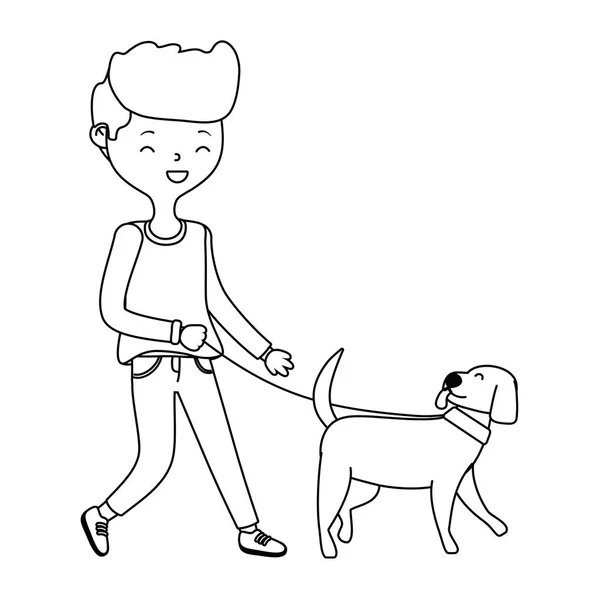 Jongen met hond cartoon design — Stockvector