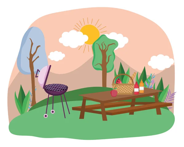 Isoliertes Picknick im Park — Stockvektor
