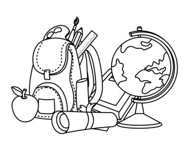 Okul tasarım vektör illüstrasyon izole simge seti