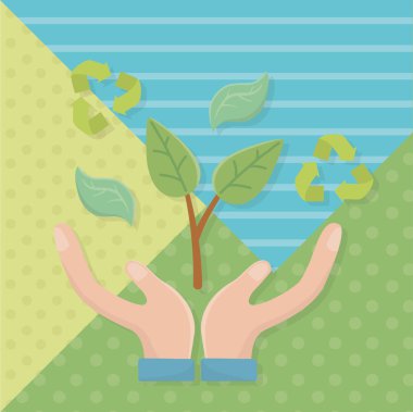 Hand holding plant with leaves design