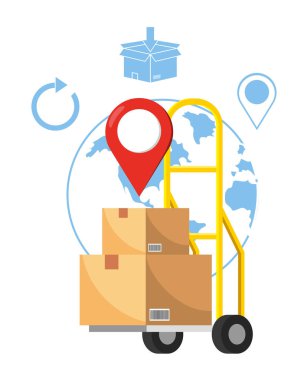 Kutu vektör illüstrasyon ile pushcart