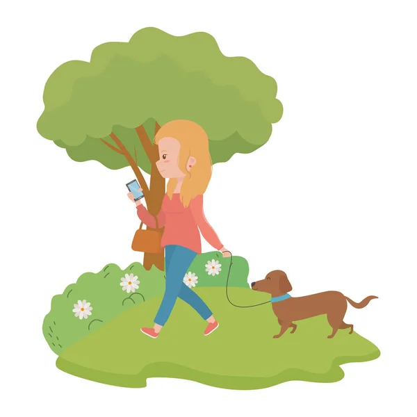 Девушка с рисунком собаки — стоковый вектор