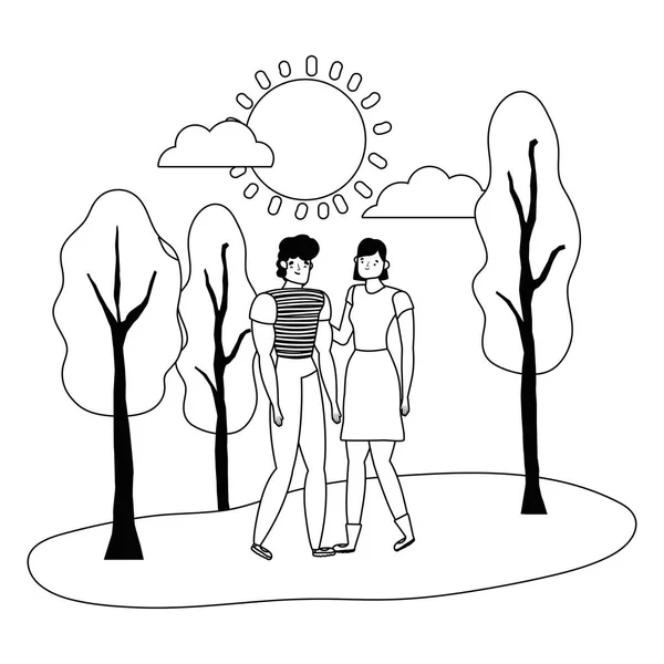 Couple de femme et homme dessin animé design — Image vectorielle