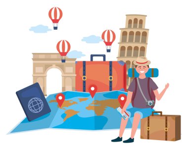 Landmark ve seyahat simgesi seti tasarım