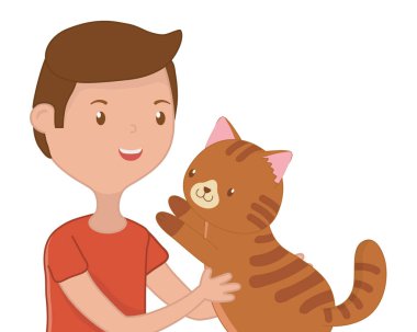 Kedi karikatür tasarımı ile çocuk
