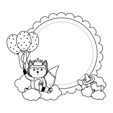 Tilki ve bebek duş sembolü tasarım