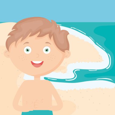 plaj karakteri üzerinde mayo ile küçük çocuk