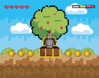 Arcade oyun dünya ve piksel sahne tasarım